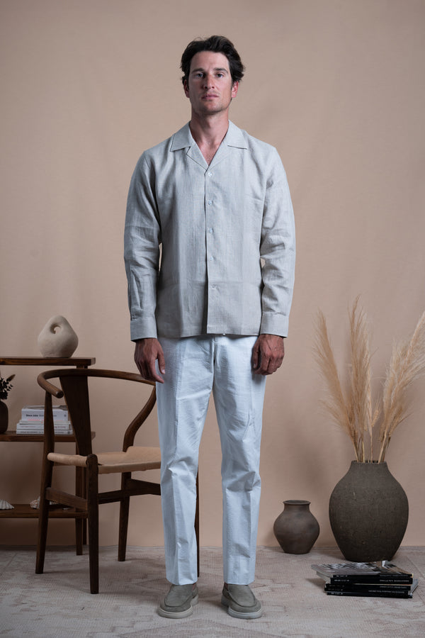 Plain Dark Sand Linen Miami Casual Shirt