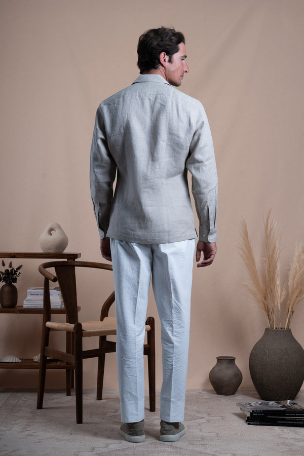 Plain Dark Sand Linen Miami Casual Shirt