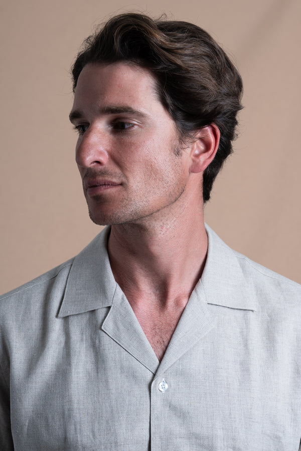 Plain Dark Sand Linen Miami Casual Shirt