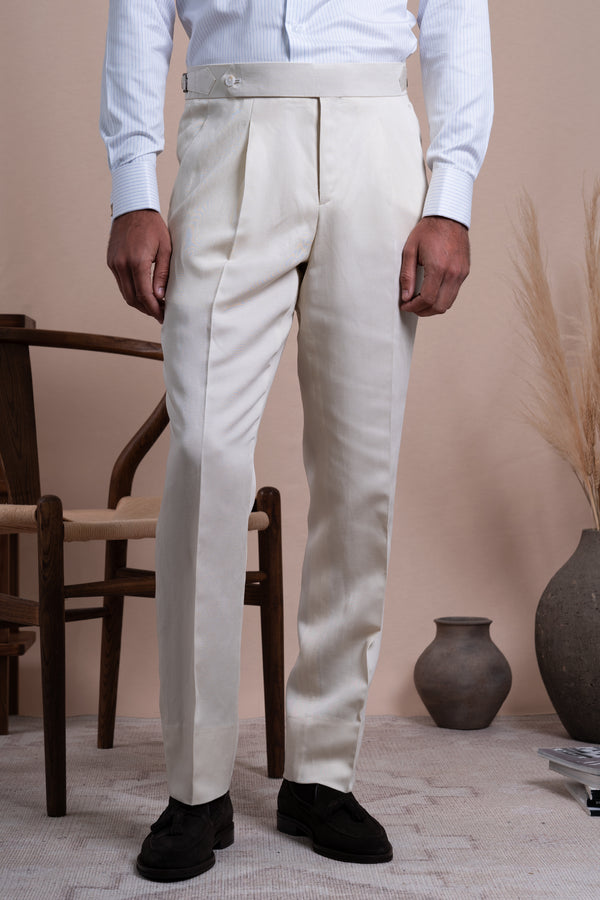 Plain Off White Linen Tailoring Pants