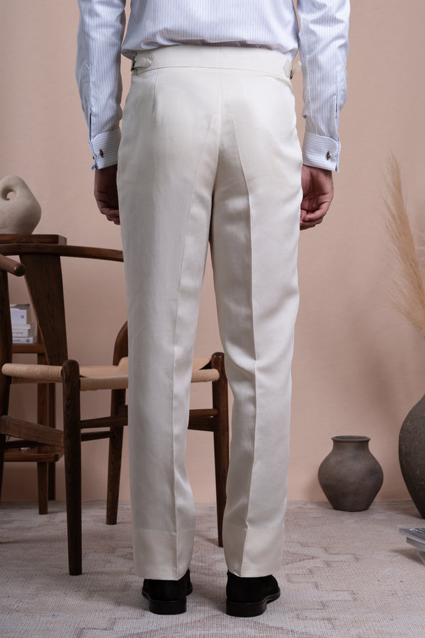 Plain Off White Linen Tailoring Pants