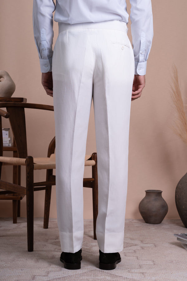 Plain White Linen Tailoring Pants