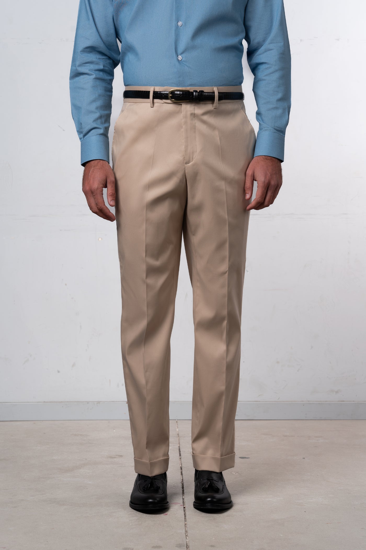 Plain Beige Casual Pants