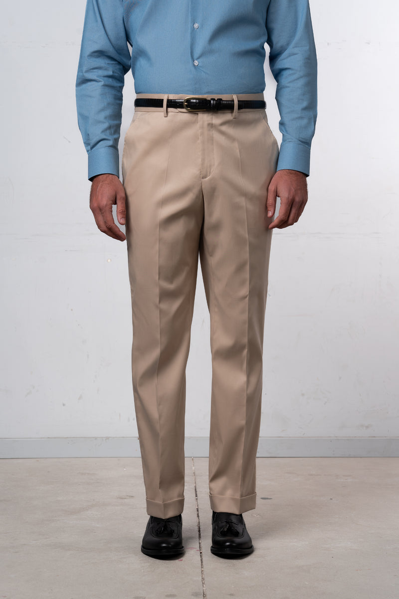 Plain Beige Casual Pants