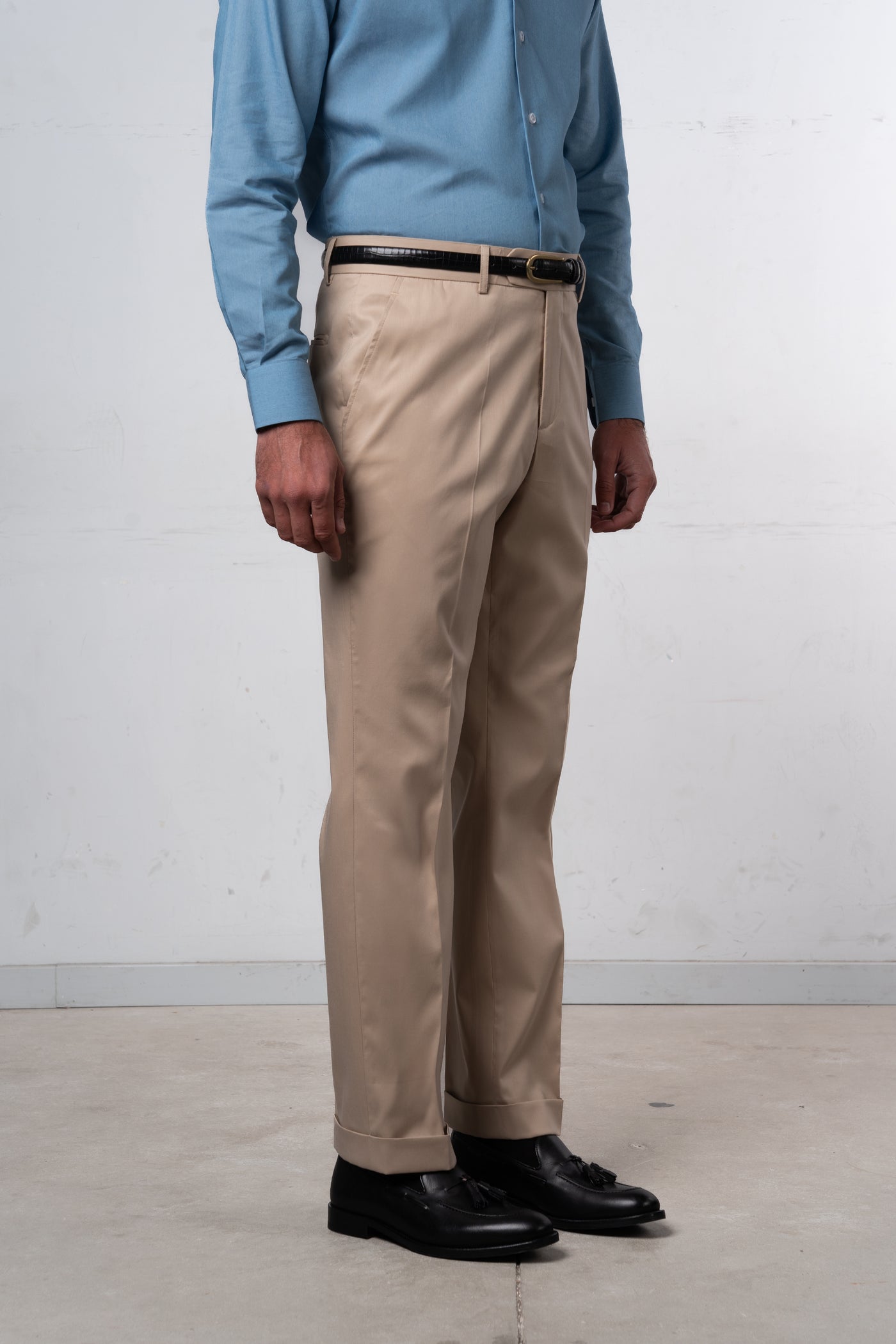 Plain Beige Casual Pants