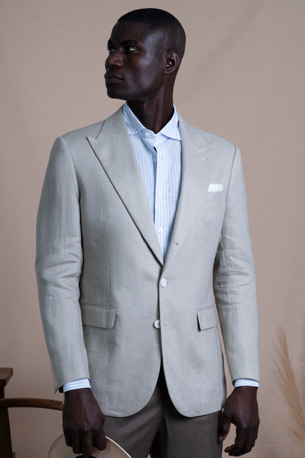Plain Beige Linen Blazer