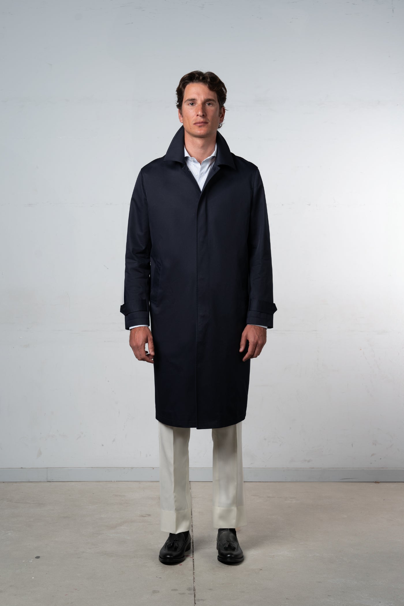 Plain Navy Rain Coat - Abrigo a medida BUND