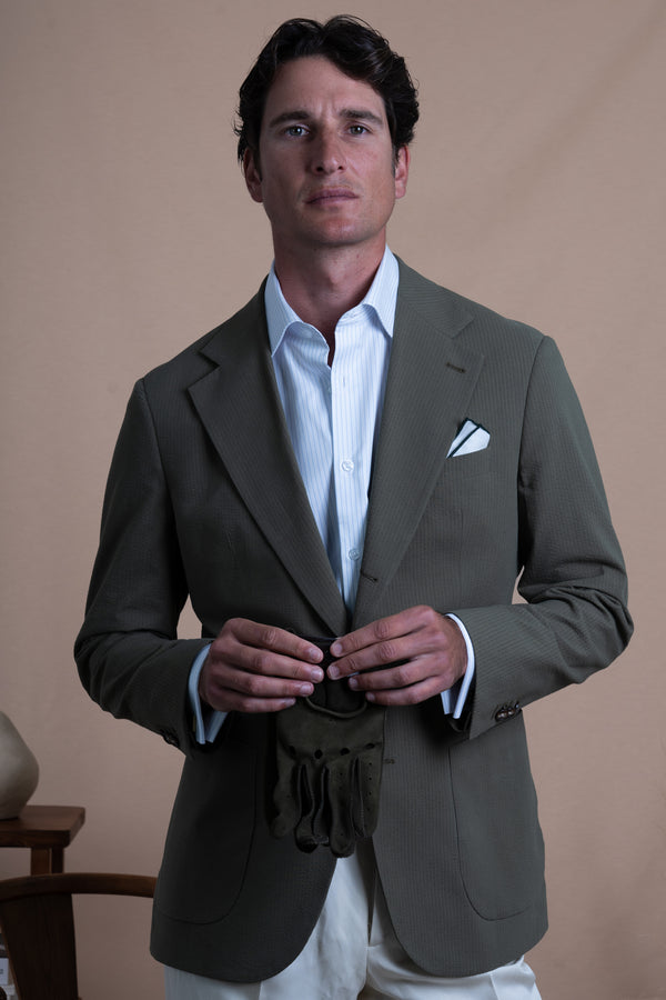 Plain Khaki Cotton Blazer