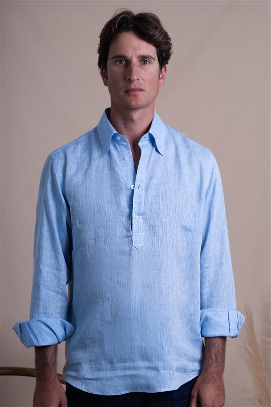 Plain Light Blue Linen T-shirt
 Casual Shirt