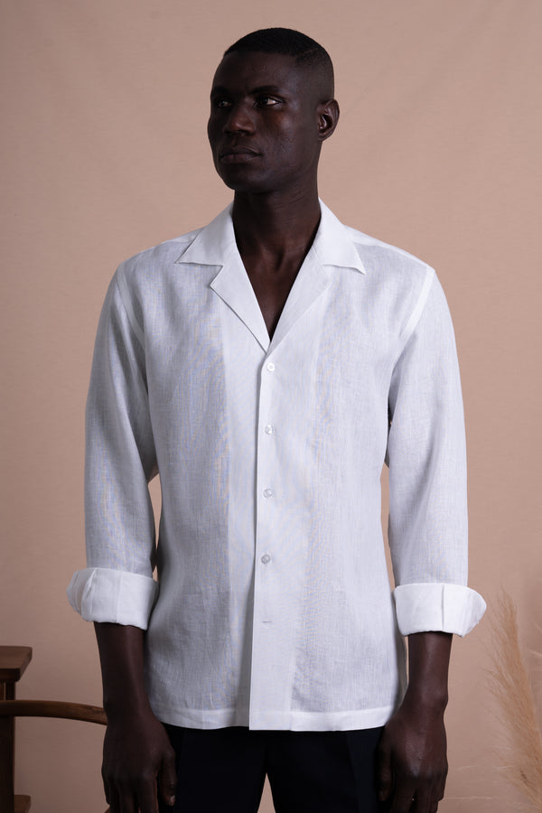 Plain White Linen Miami Casual Shirt