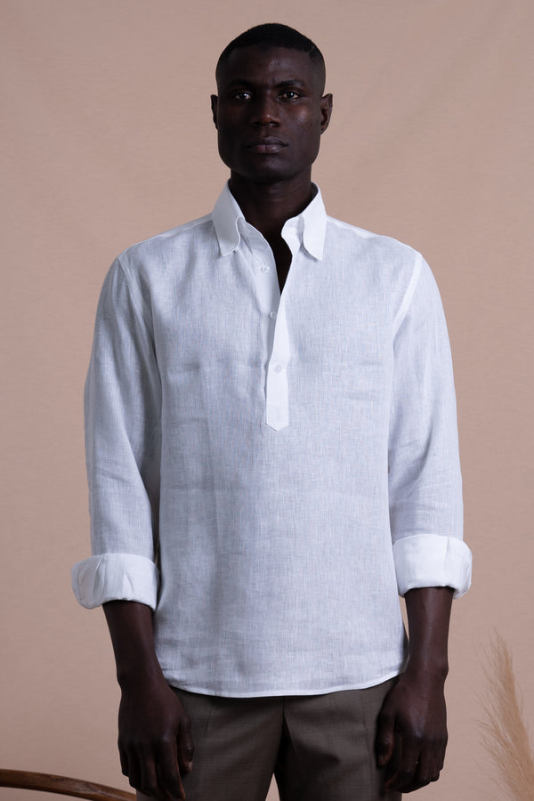 Plain White Linen T-shirt
 Casual Shirt