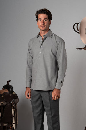 Cotton Flannel Light Grey Polera Shirt - Camisa BUND