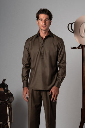 Wool Flannel Olive Green Polera Shirt - Camisa BUND