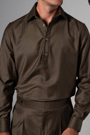 Wool Flannel Olive Green Polera Shirt - Camisa BUND