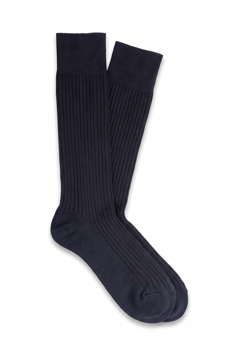 Blue High Ribbed Socks