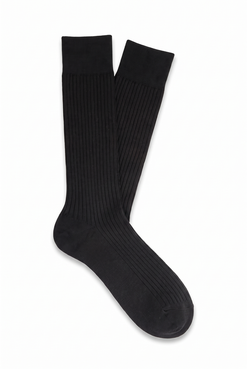 Black High Ribbed Socks