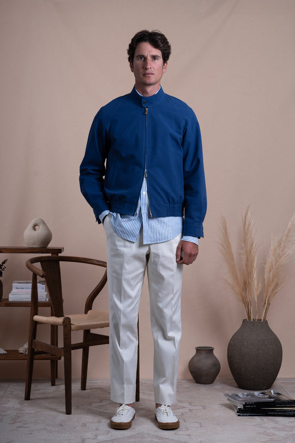 Seersucker Navy Cotton Bomber