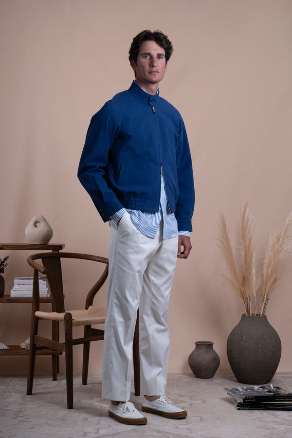 Seersucker Navy Cotton Bomber