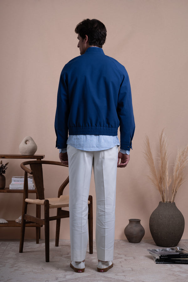 Seersucker Navy Cotton Bomber