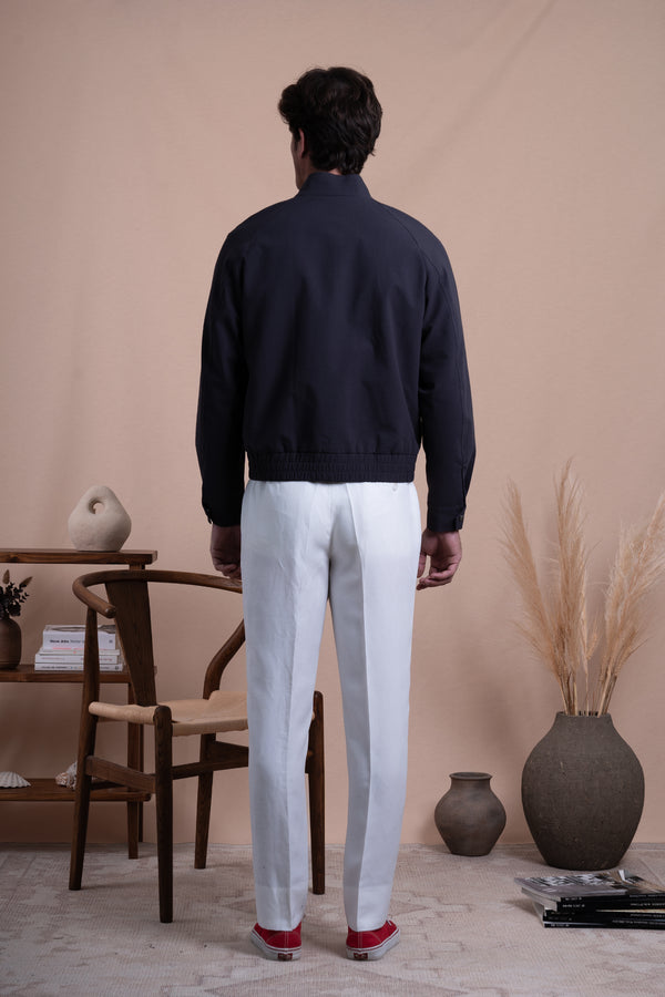 Seersucker Stone Grey Cotton Bomber