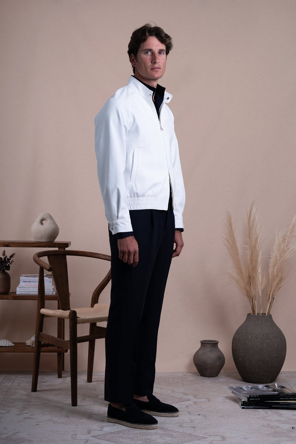 Seersucker Off White Cotton Bomber