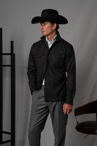 Moulin Stone Grey Wool Overshirt