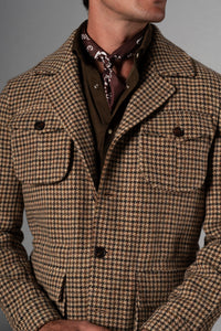 Houndstooth Beige Wool Sahariana