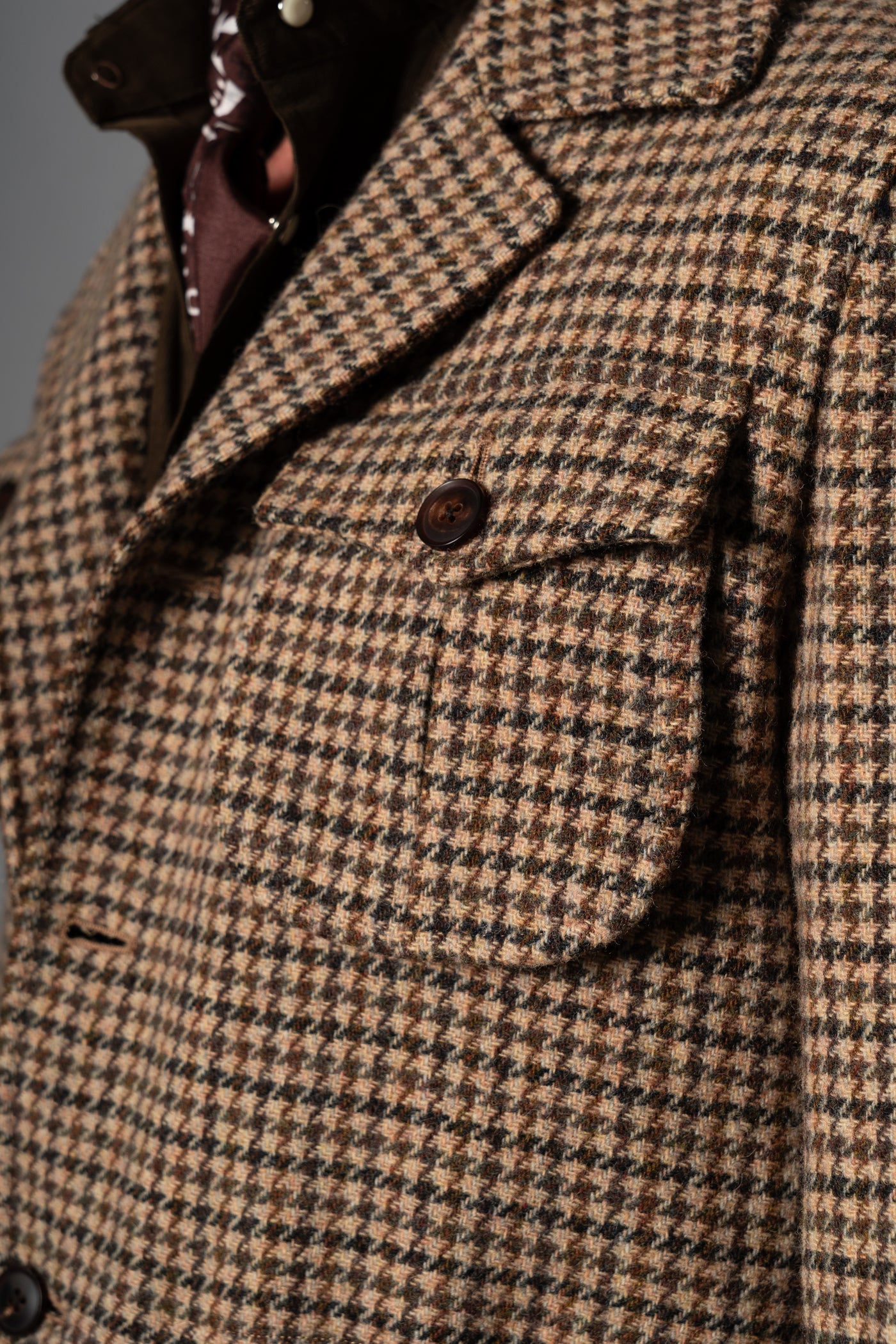 Houndstooth Beige Wool Sahariana