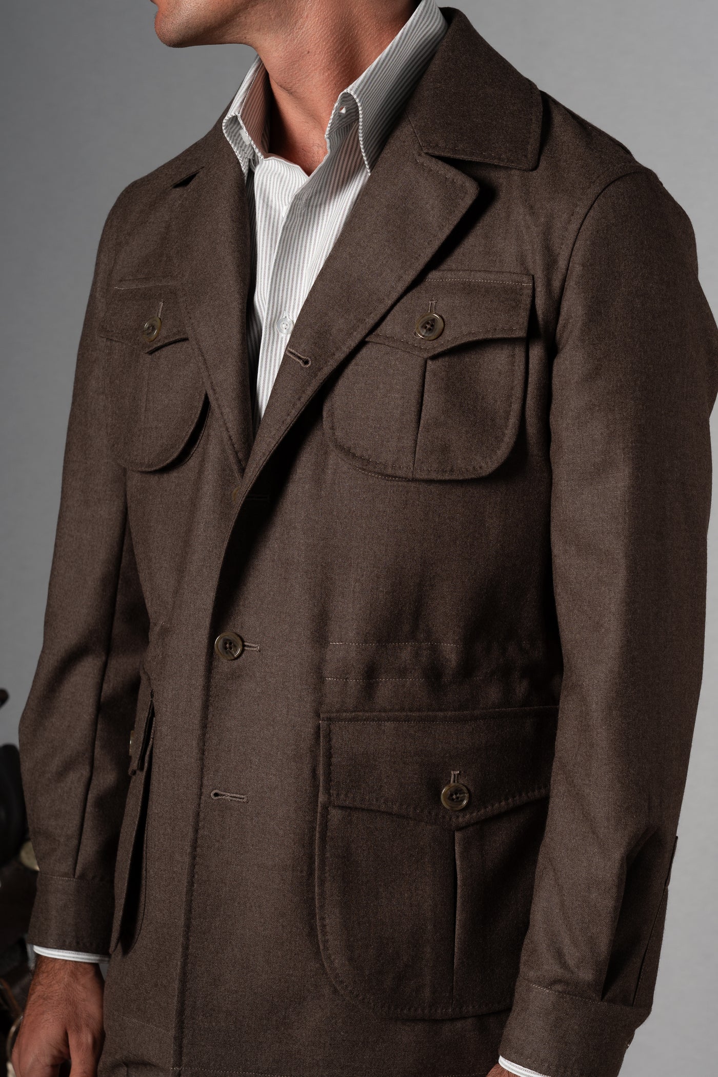 Plain Bison Wool Sahariana