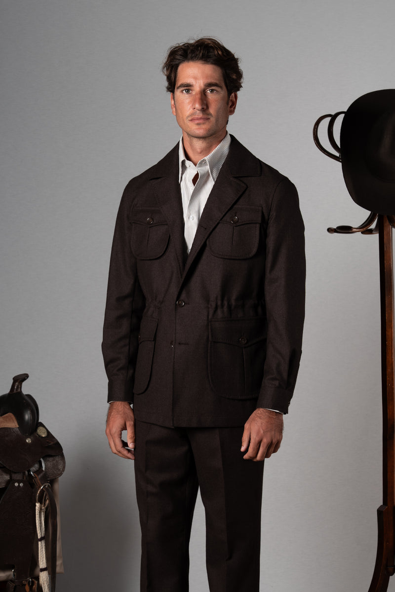Plain Chocolate Brown Sahariana