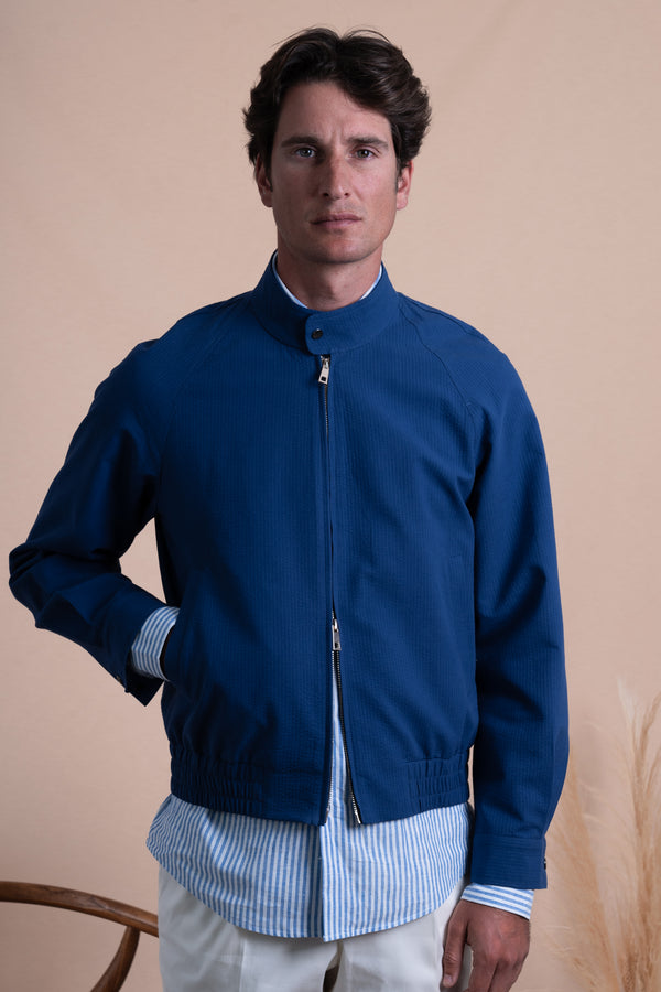 Seersucker Navy Cotton Bomber