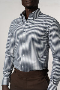 Stripes White+Navy Business Shirt - Camisa BUND