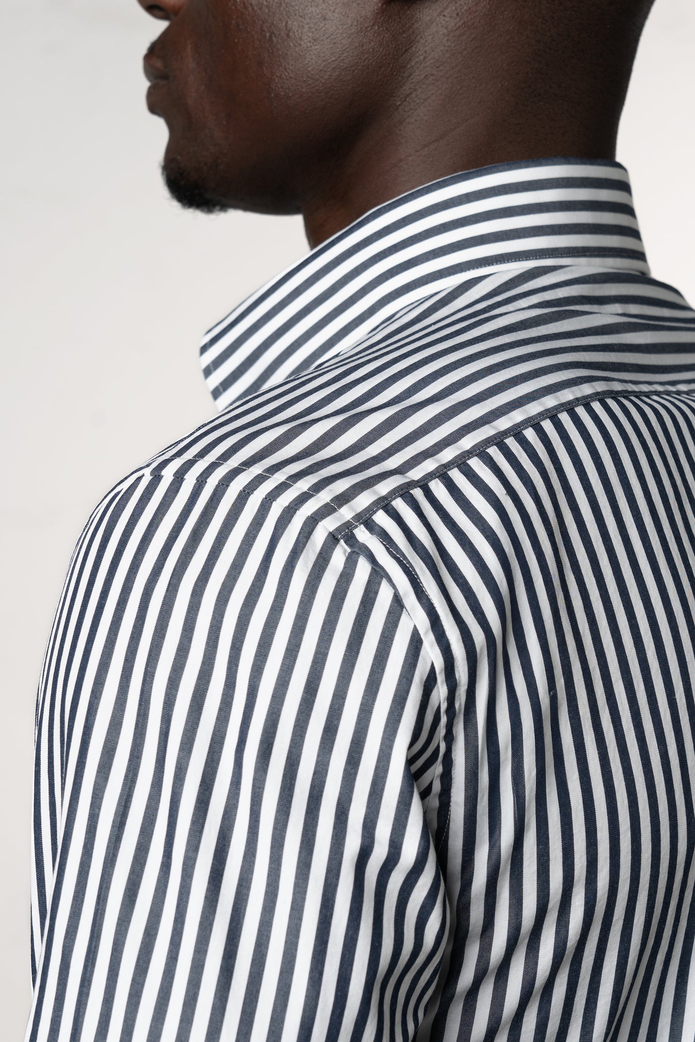 Stripes White+Navy Business Shirt - Camisa BUND