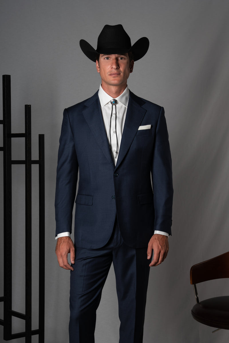 Fil a fil Navy Wool Suit - Traje a medida BUND