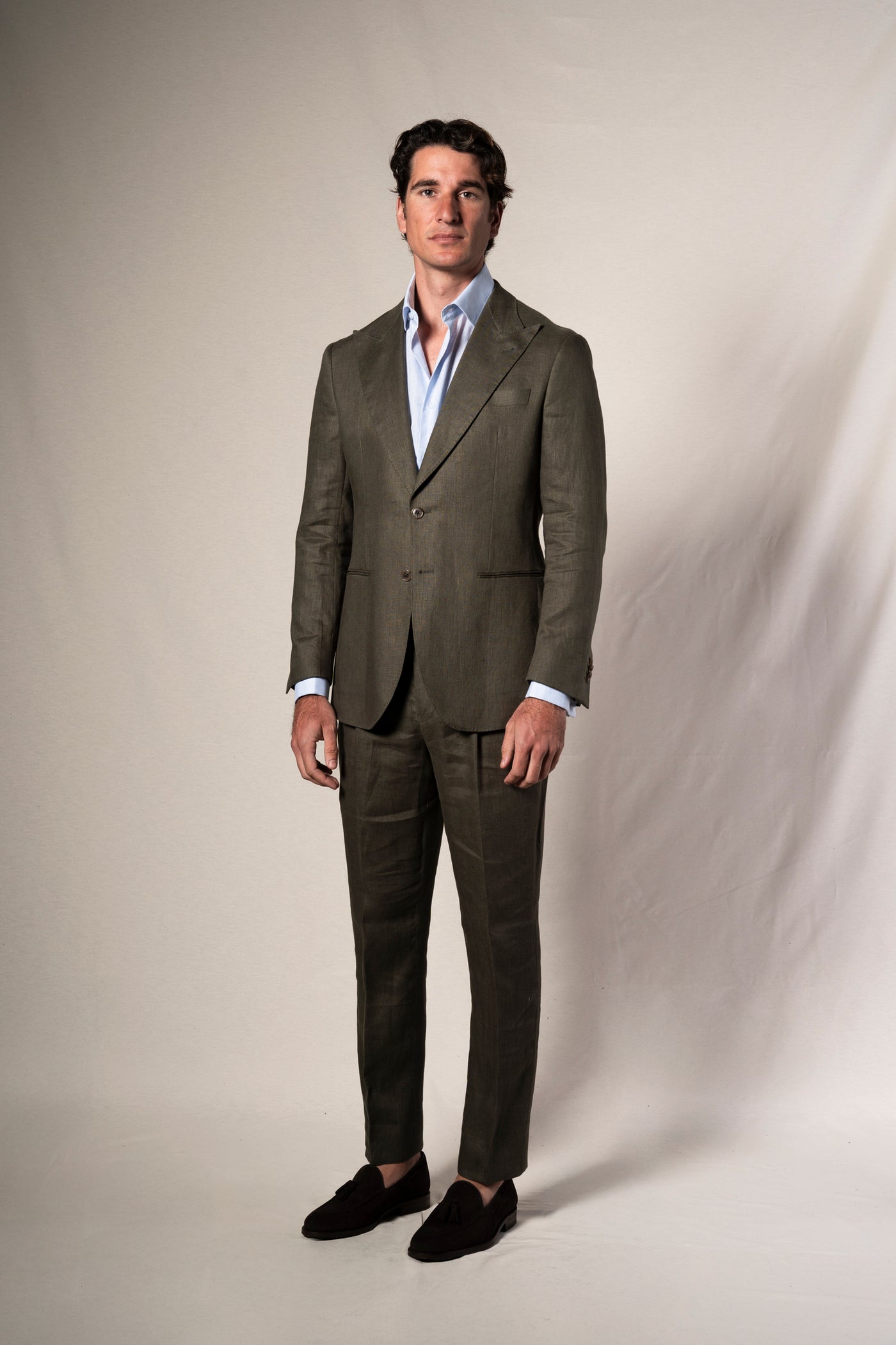 Dark Green Linen Suit - Traje a medida BUND