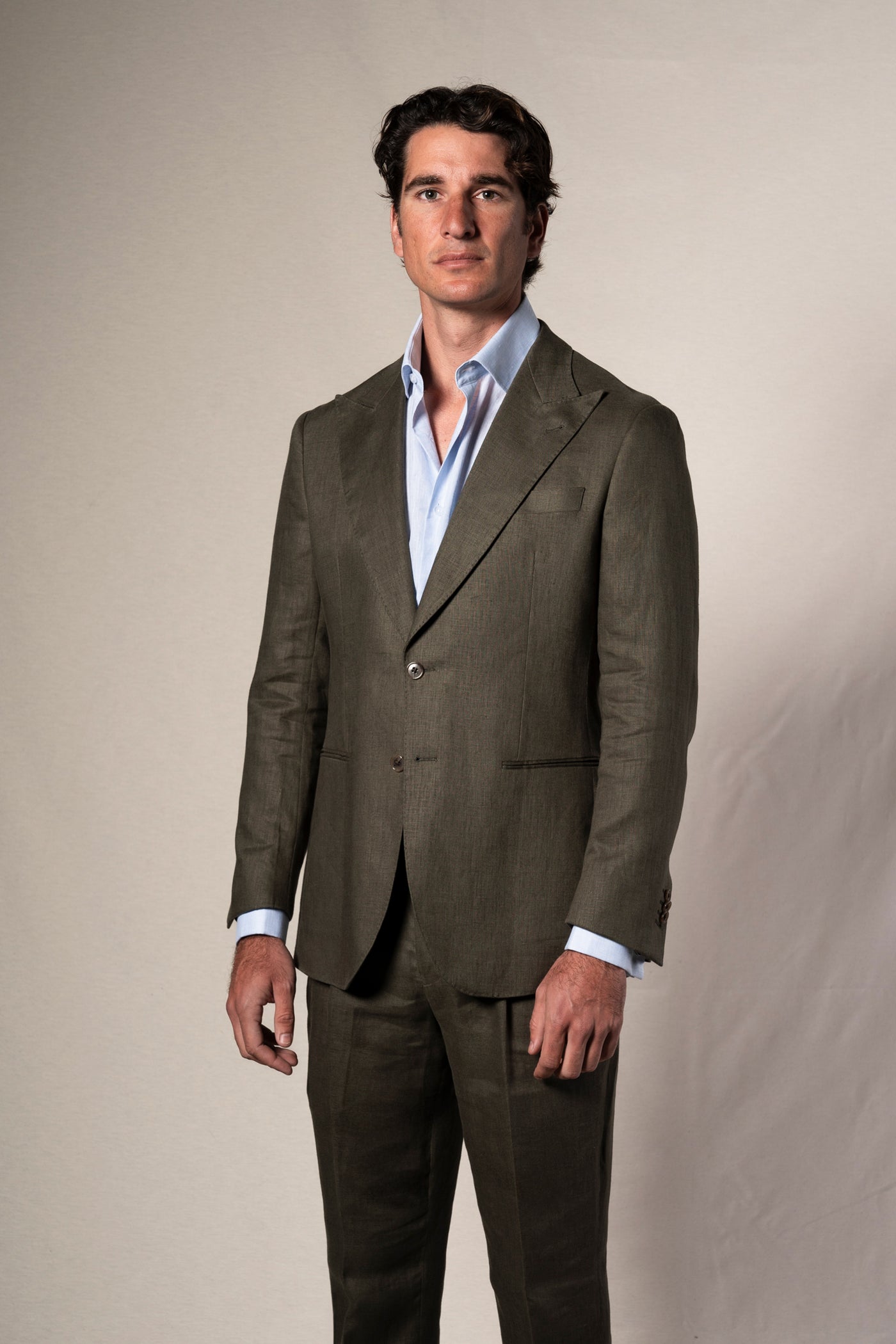 Dark Green Linen Suit - Traje a medida BUND