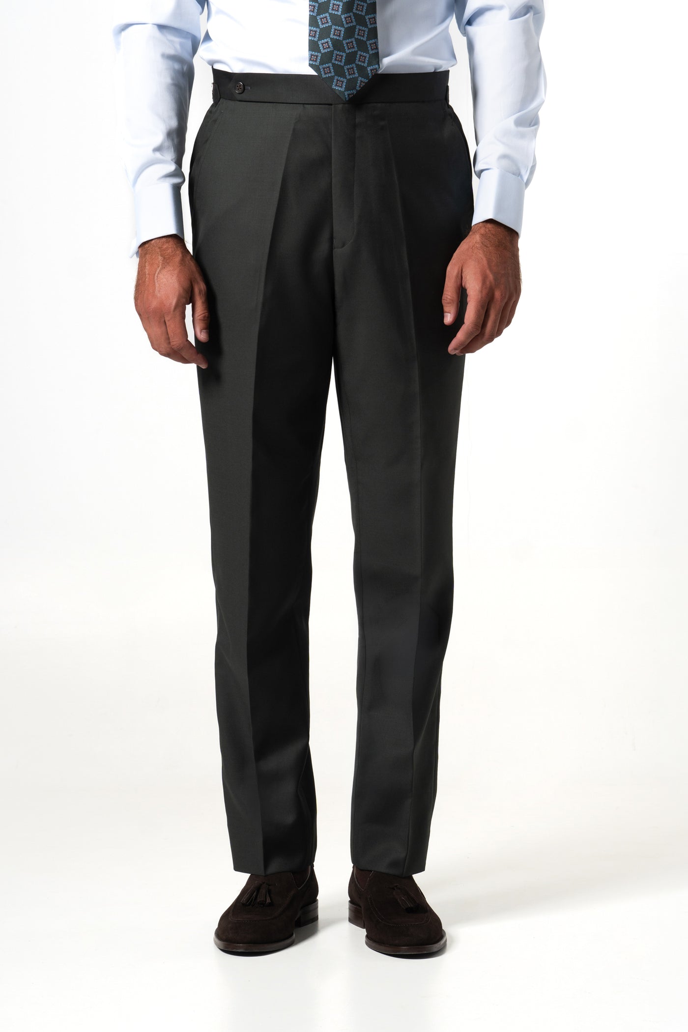 Plain Wool Dark Green Tailoring Pants