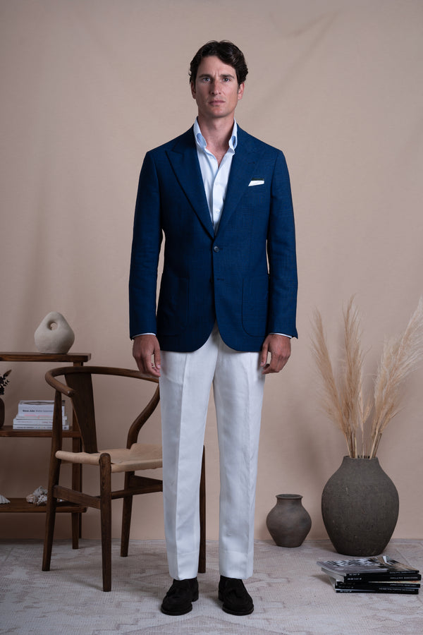 Wales Royal Blue Basket Wool Blazer