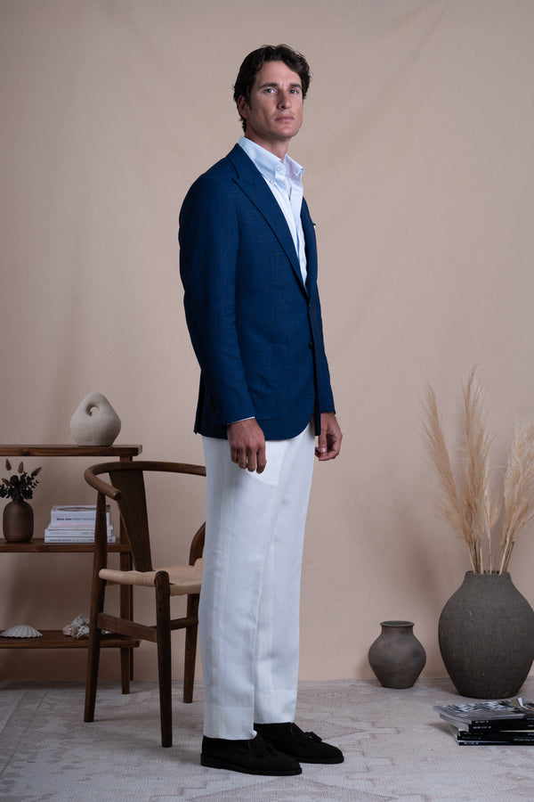 Wales Royal Blue Basket Wool Blazer