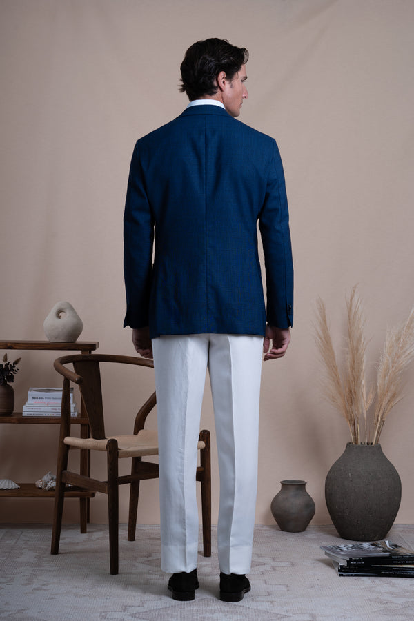 Wales Royal Blue Basket Wool Blazer