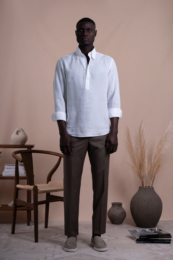 Plain White Linen T-shirt
 Casual Shirt