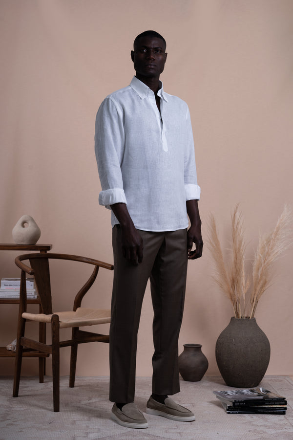 Plain White Linen T-shirt
 Casual Shirt