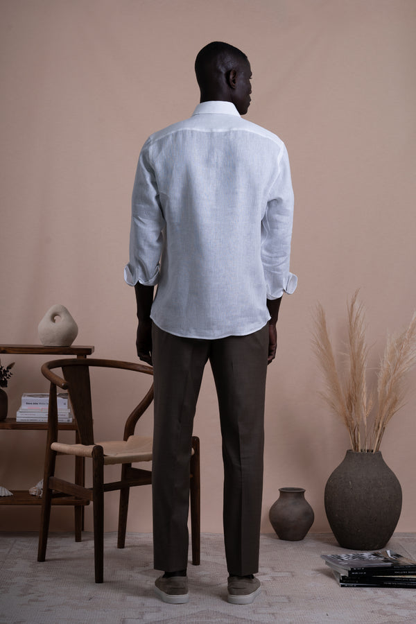 Plain White Linen T-shirt
 Casual Shirt
