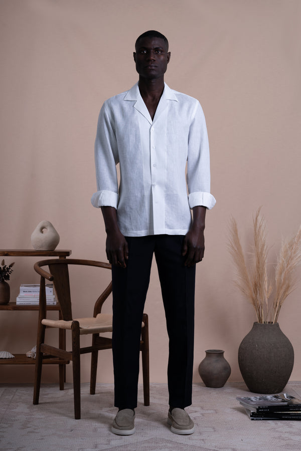 Plain White Linen Miami Casual Shirt
