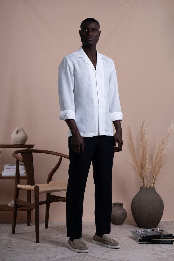 Plain White Linen Miami Casual Shirt