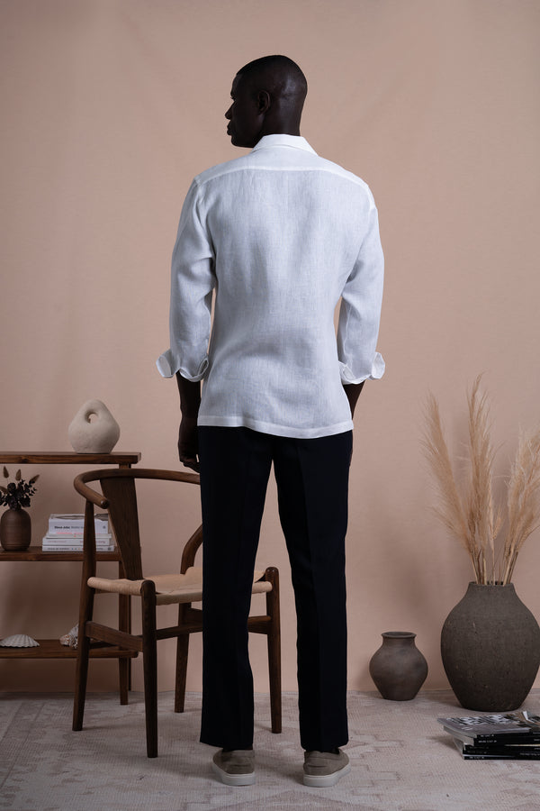 Plain White Linen Miami Casual Shirt