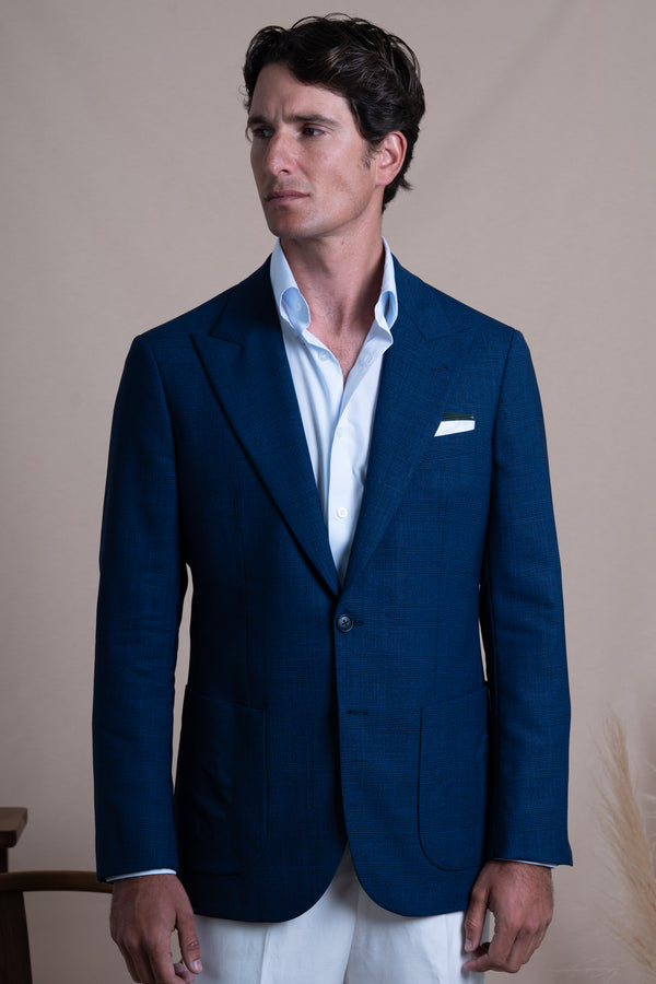 Wales Royal Blue Basket Wool Blazer