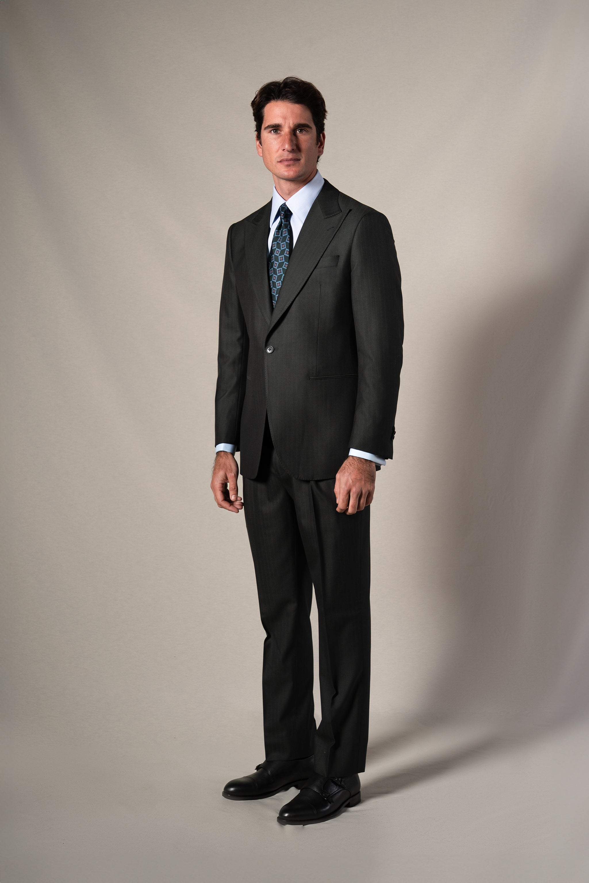 Dark Green Herringbone Suit - Traje a medida BUND