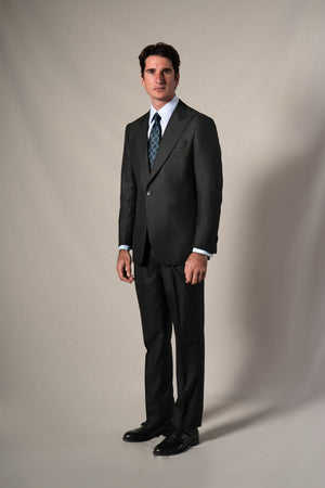 Dark Green Herringbone Suit - Traje a medida BUND